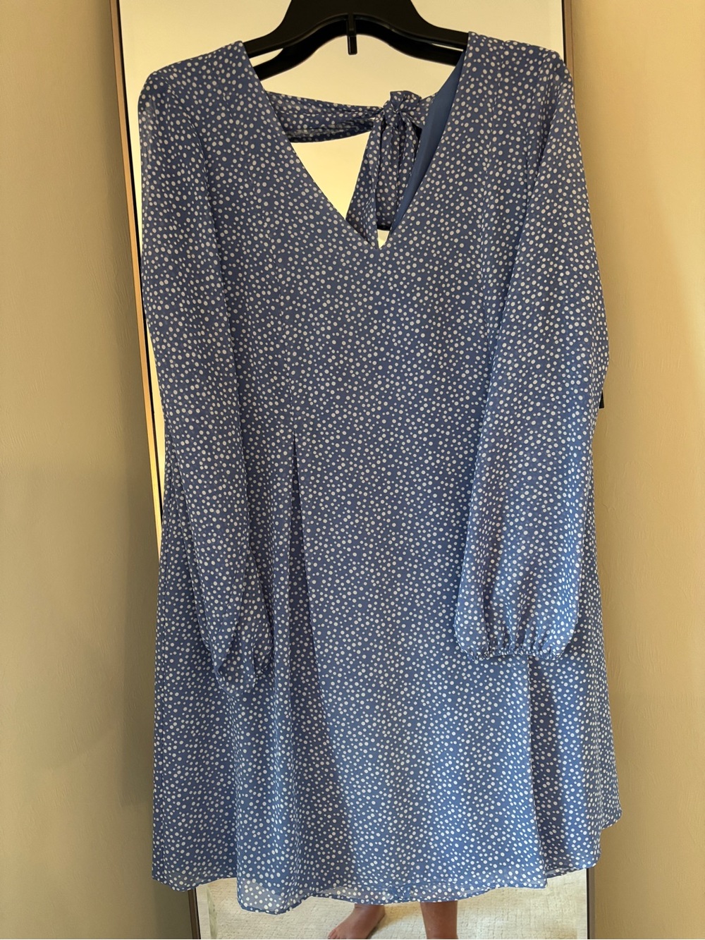 INC International Concepts Blue V-Neck Long Sleeve Floral Swing Dress